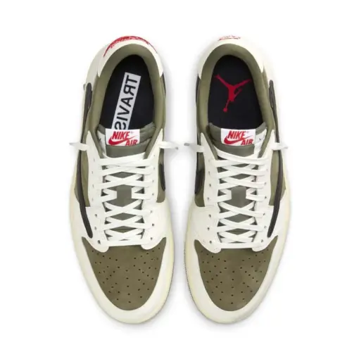 Travis Scott x Air Jordan 1 Low OG "Medium Olive" 聯名款 倒：圖片 5