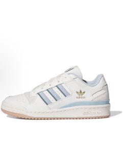adidas originals FORUM 皮革Suede 圓頭綁帶 降震耐磨 低筒 板鞋 白灰藍