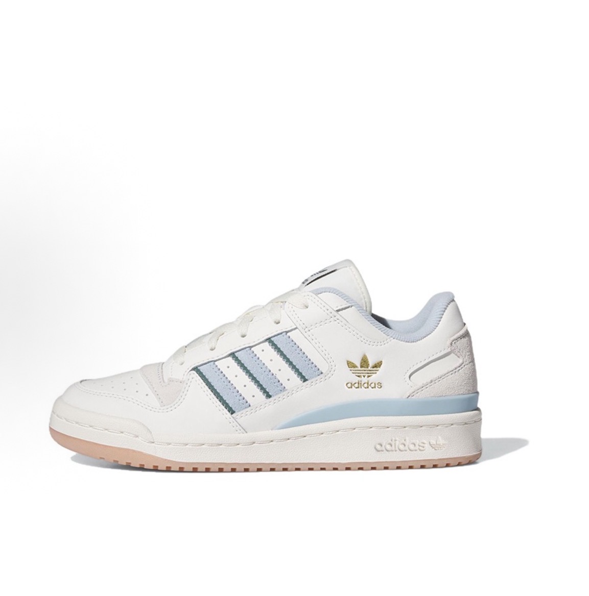 adidas originals FORUM 皮革Suede 圓頭綁帶 降震耐磨 低筒 板鞋 白灰藍