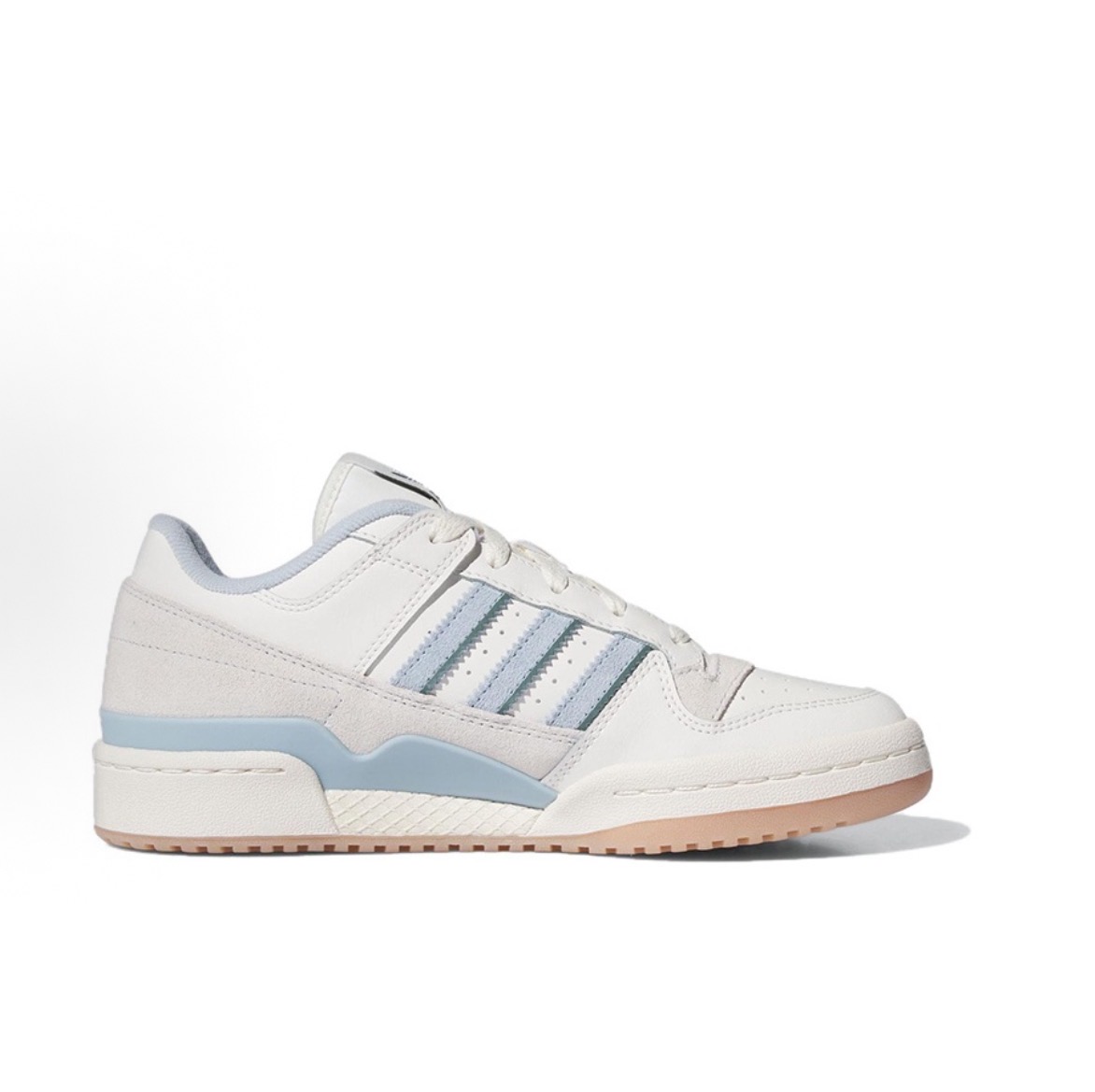 adidas originals FORUM 皮革Suede 圓頭綁帶 降震耐磨 低筒 板鞋 白灰藍:圖片 2