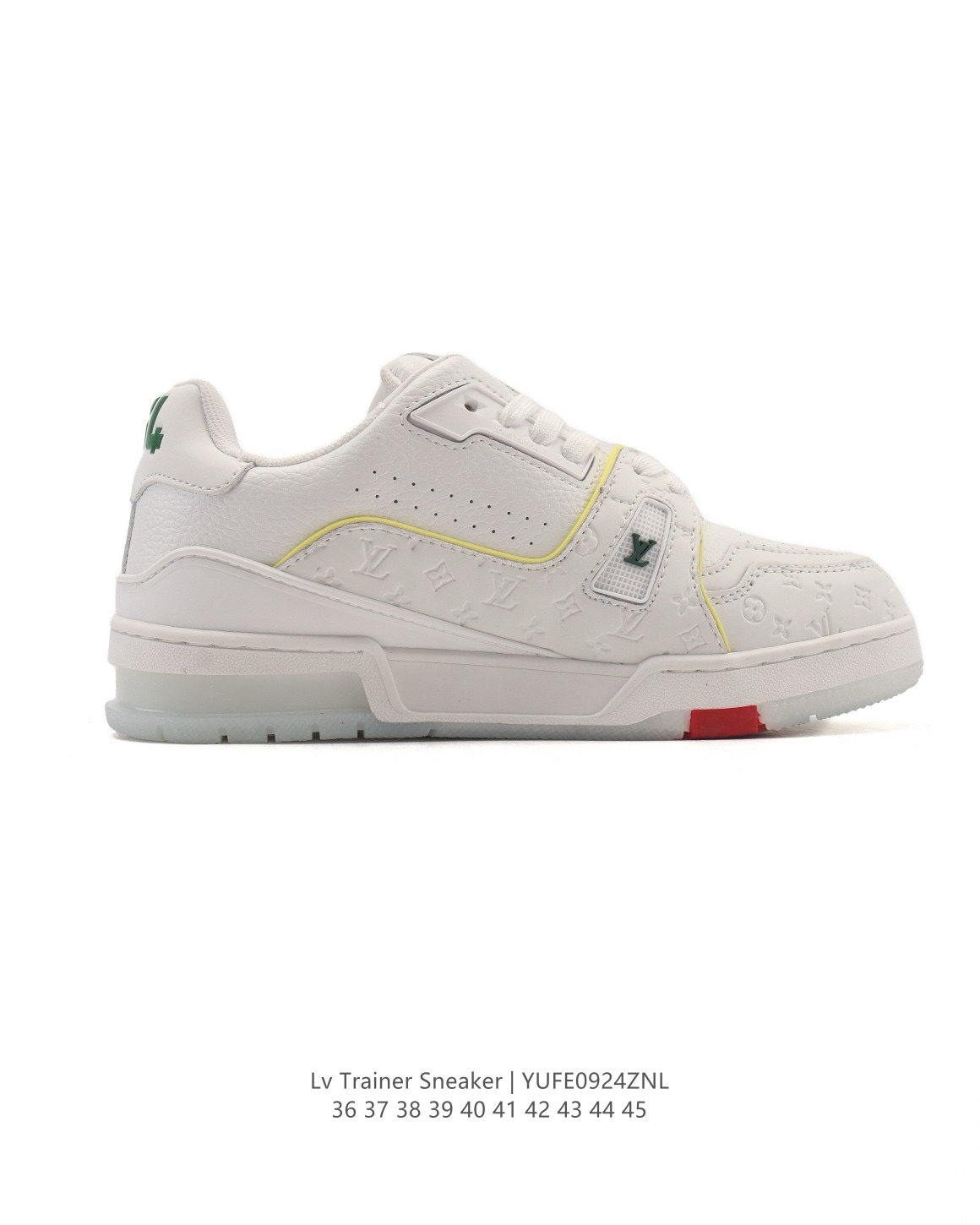 LOUIS VUITTON Trainer 牛皮 平底 系帶 低筒 板鞋 男女 白黃藍 上海郵輪限定:圖片 3