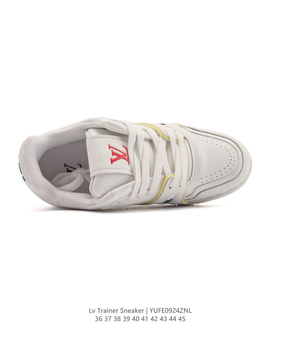 LOUIS VUITTON Trainer 牛皮 平底 系帶 低筒 板鞋 男女 白黃藍 上海郵輪限定:圖片 4