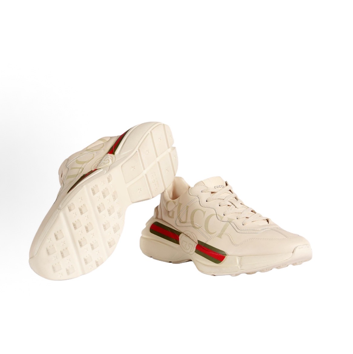 GUCCI 古馳 Rhyton logo 低筒 爸爸鞋 象牙白:圖片 4