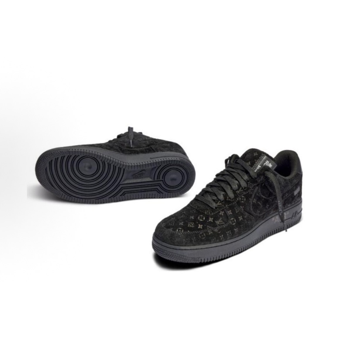 Nike x LOUIS VUITTON 空軍 休閒 低筒 板鞋 男女同款 黑色:圖片 3