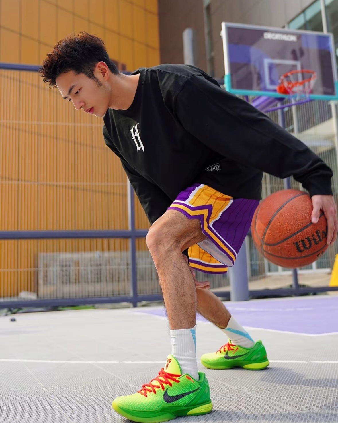 Nike Zoom Kobe 6 Grinch青蜂俠圓頭系帶防滑平衡低幫籃球鞋男鞋女鞋綠色:圖片 4