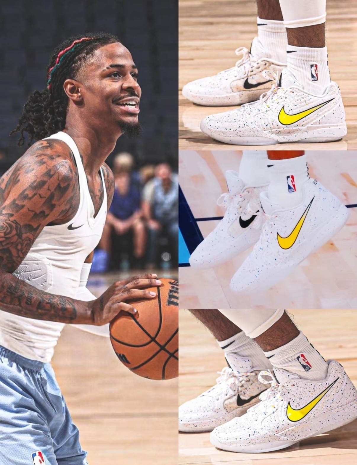 Nike Ja 2莫蘭特二代Ja-Breaker PE舒適耐用防滑耐磨低幫籃球鞋男鞋女鞋白黃:圖片 5