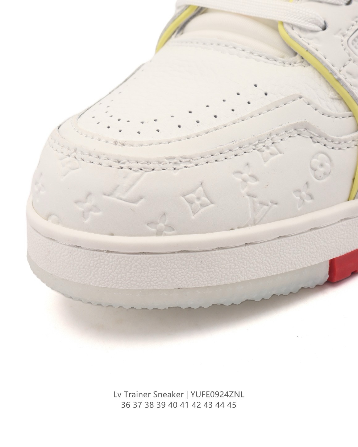 LOUIS VUITTON Trainer 牛皮 平底 系帶 低筒 板鞋 男女 白黃藍 上海郵輪限定:圖片 6