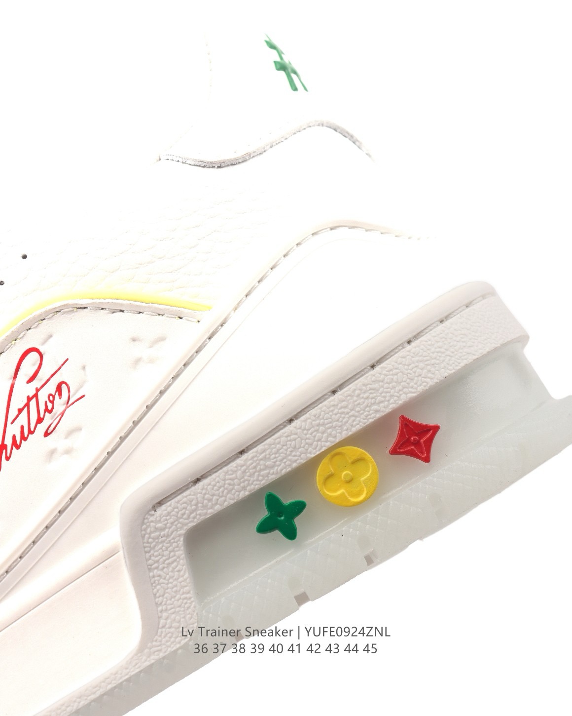 LOUIS VUITTON Trainer 牛皮 平底 系帶 低筒 板鞋 男女 白黃藍 上海郵輪限定:圖片 5